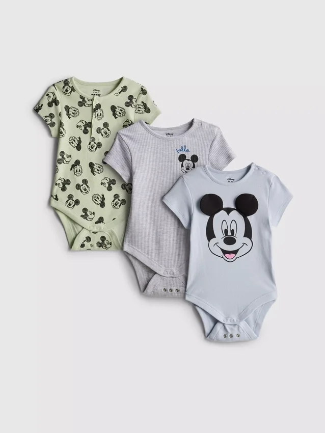 0–18 měsíců | 3 ks body pro novorozence Disney s motivy Mickey Mouse a Donald Duck, s prostorem pro růst