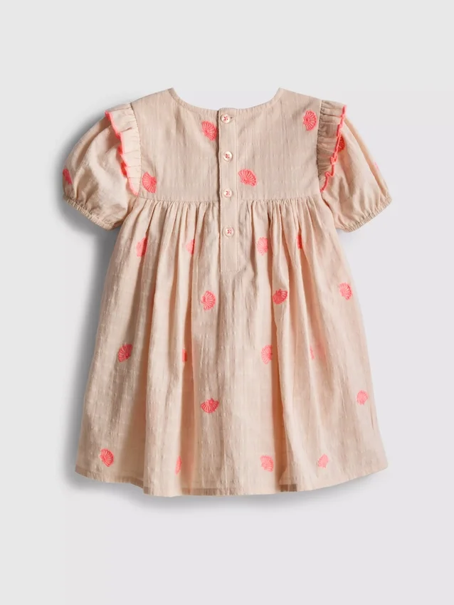 0–18 měsíců | Vyšívané košilkové šaty pro novorozence s motivem mušlí