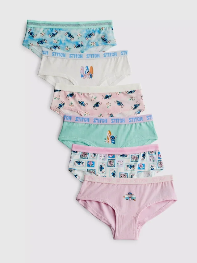 2–15 let | 6 ks kalhotek typu hipster s motivem Stitche od Disneyho