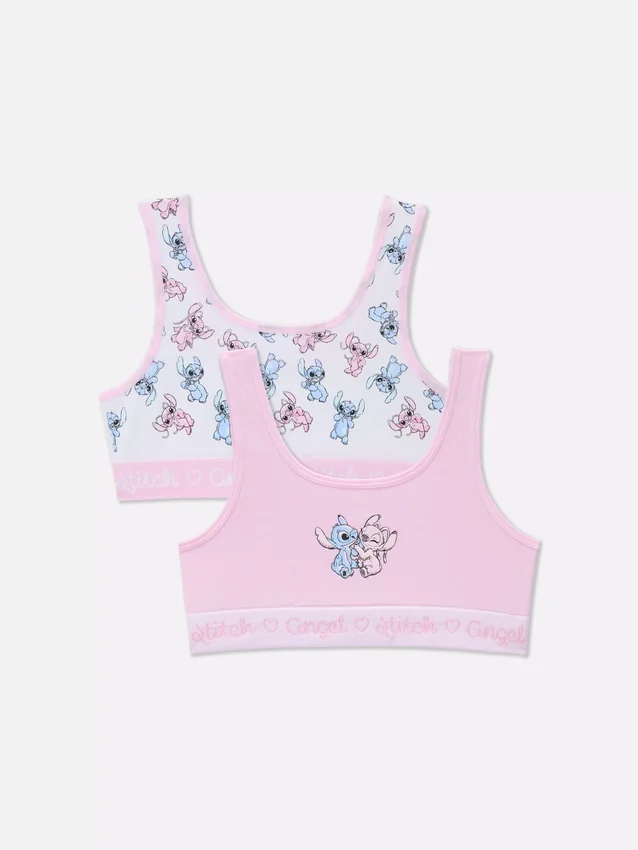 2 ks bezešvých krátkých topů s motivy Disneyho Stitche a anděla