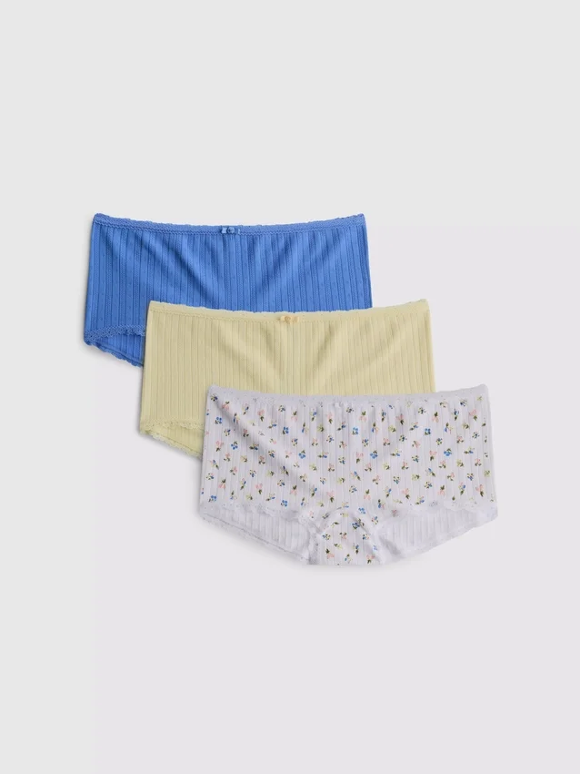 3 ks mini kraťasů s pointelle vzorem