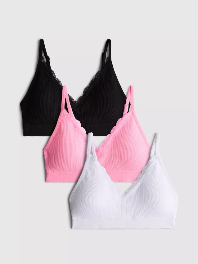 3ks bezešvých bralet s krajkovým lemem