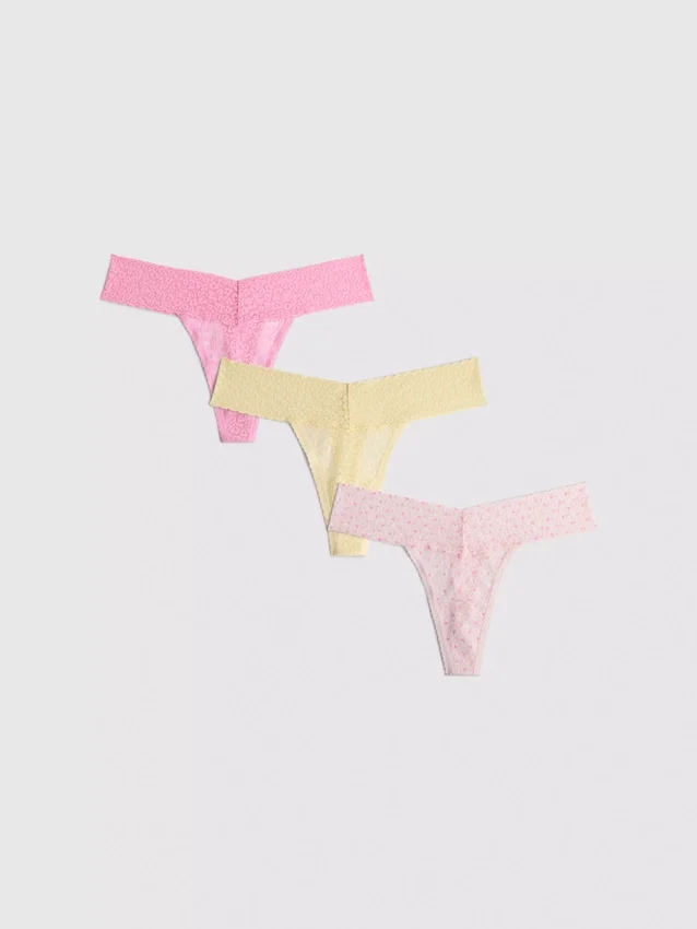 3ks krajkové tanga s bandeau střihem