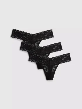 3ks krajkové tanga s bandeau střihem