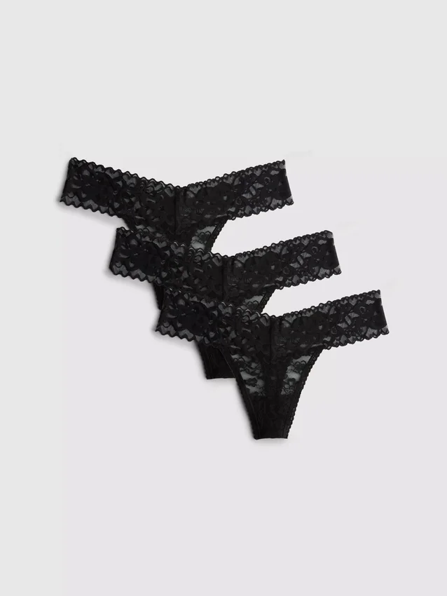 3ks krajkové tanga s bandeau střihem
