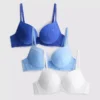 3ks krajkových push-up podprsenek A–E