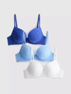 3ks krajkových push-up podprsenek A–E