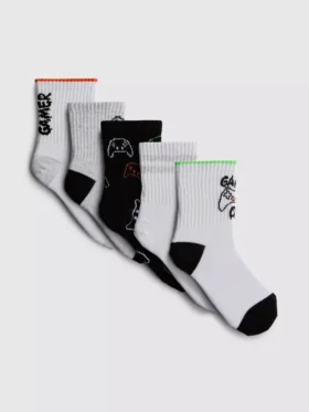 5 ks kotníkových ponožek s herním vzorem