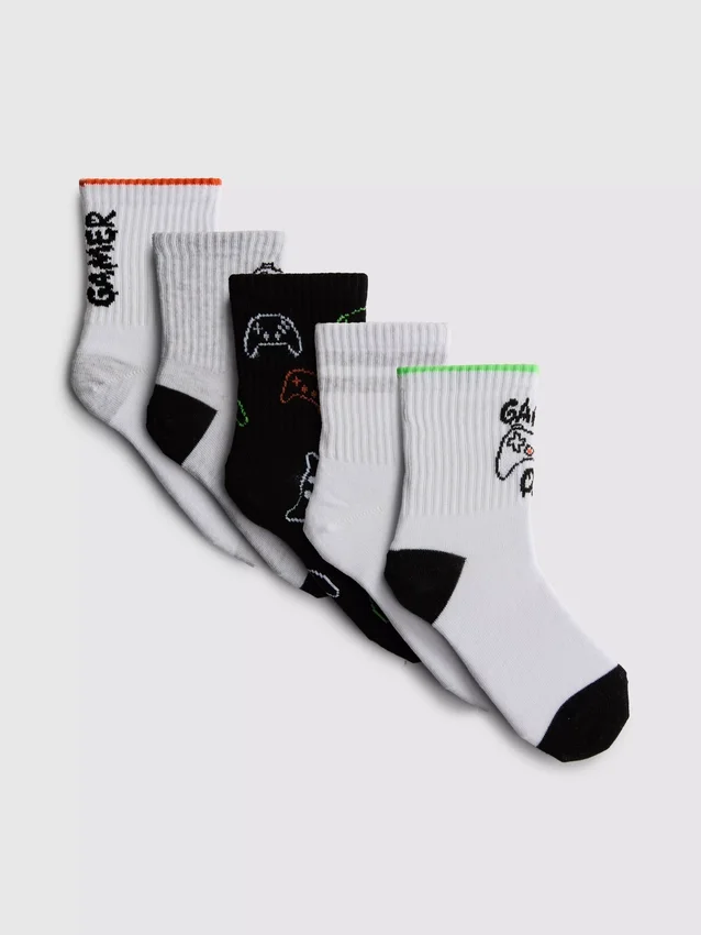 5 ks kotníkových ponožek s herním vzorem