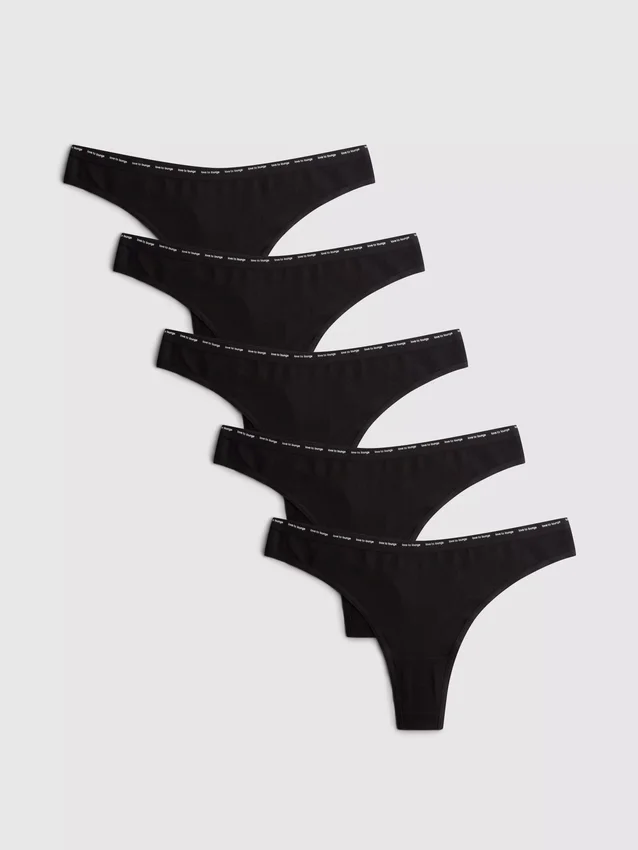 5ks Love to Lounge tanga s vysokým podílem bavlny