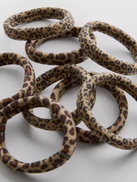6ks gumiček do vlasů s leopardím vzorem
