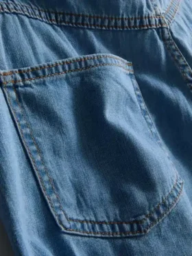 Asymetrická zavinovací sukně z bavlněného denimu