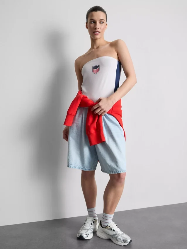 Bandeau top s motivem USA Soccer z materiálu s vysokým podílem bavlny
