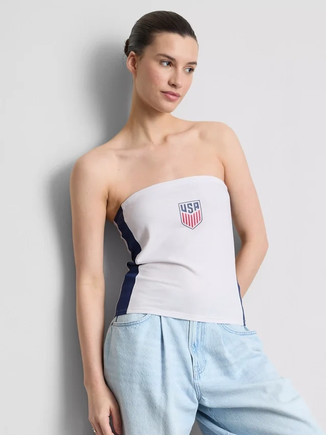 Bandeau top s motivem USA Soccer z materiálu s vysokým podílem bavlny