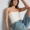 Bandeau z bavlněné směsi s krajkou
