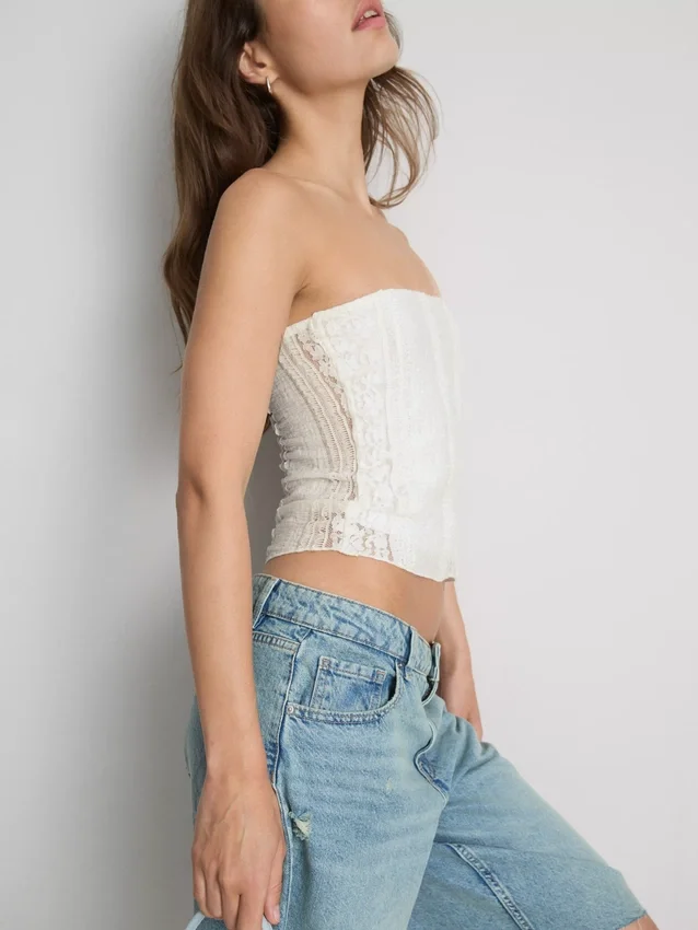 Bandeau z bavlněné směsi s krajkou