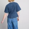 Bavlněné džínové kraťasy s krátkými rukávy a staženým pasem