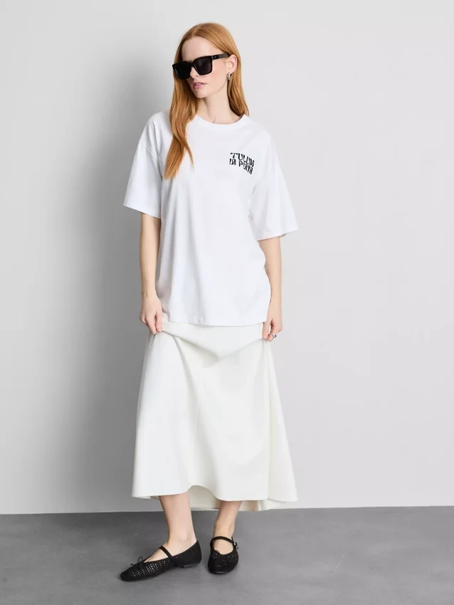 Bavlněné oversized tričko typu „boyfriend“ s potiskem