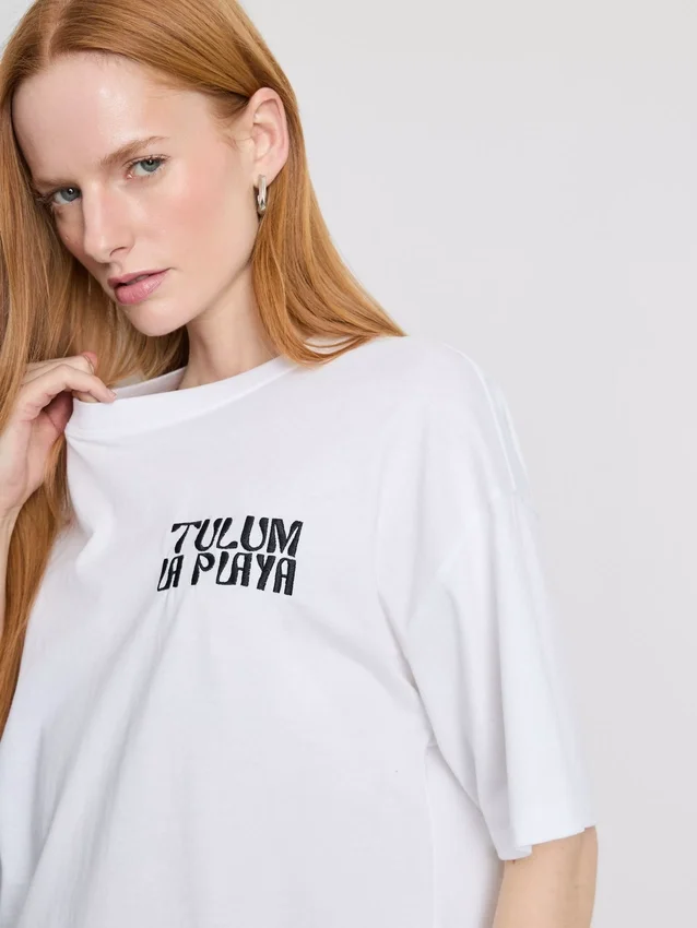 Bavlněné oversized tričko typu „boyfriend“ s potiskem