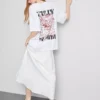 Bavlněné oversized tričko typu „boyfriend“ s potiskem