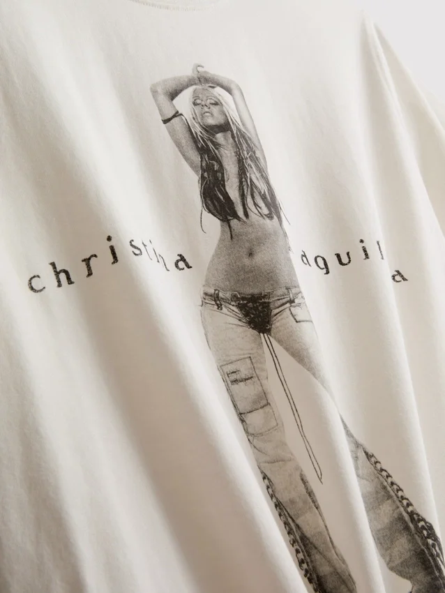 Bavlněné tričko Christina Aguilera s hudebním motivem