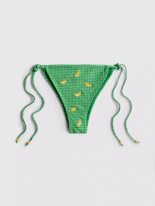 Bikiny s bočním zavazováním v kostkovaném vzoru