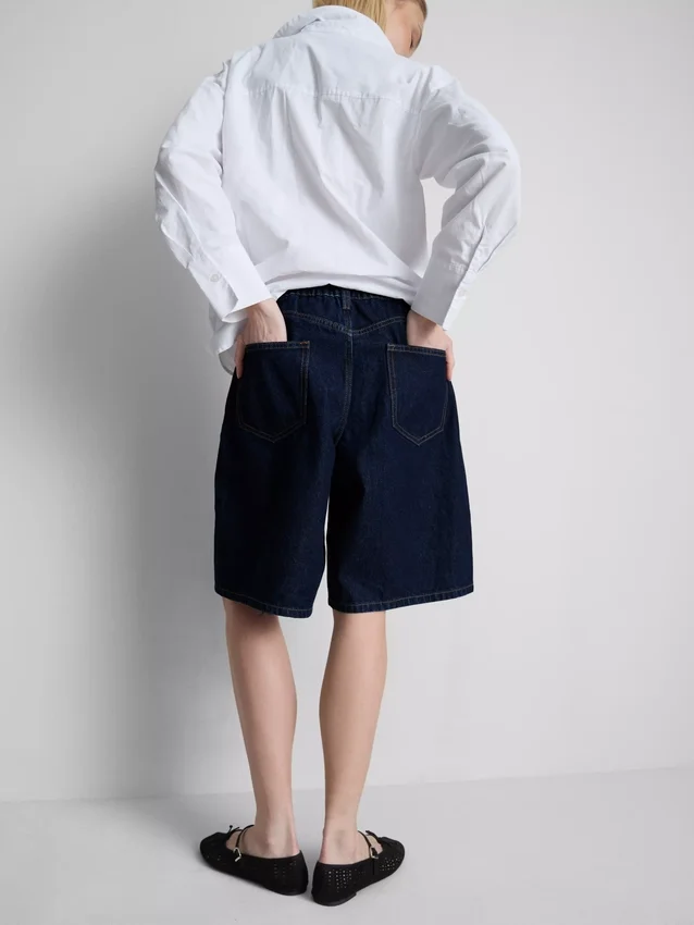 Dlouhé kraťasy z bavlněného denimu