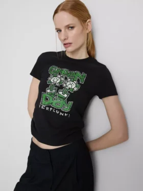 Dětské tričko s volánky „Green Day“ s vysokým podílem bavlny