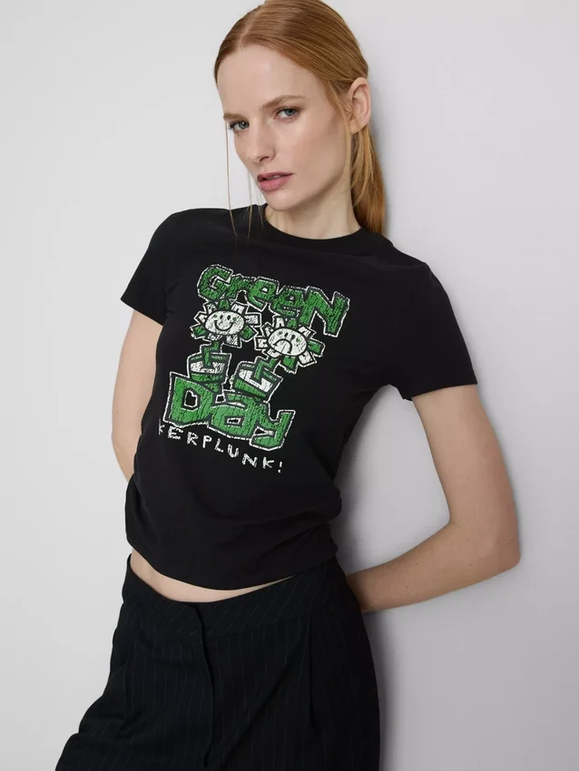 Dětské tričko s volánky „Green Day“ s vysokým podílem bavlny