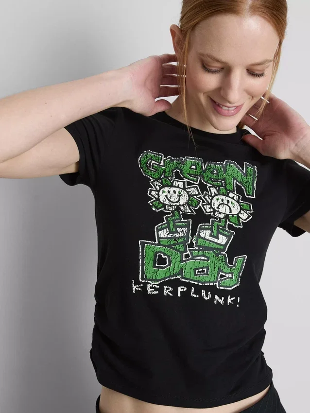Dětské tričko s volánky „Green Day“ s vysokým podílem bavlny