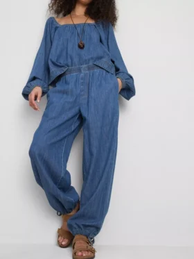 Harémové kalhoty Paula Echevarría z denimu s vysokým podílem bavlny
