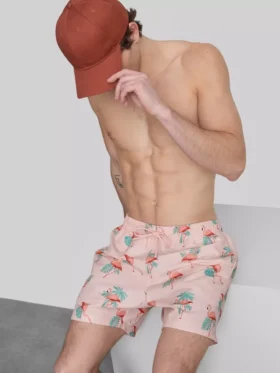 Kraťasy s texturou a motivem plameňáků