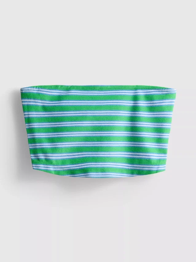 Krátký pruhovaný bandeau top s vysokým podílem bavlny