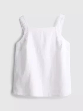 Lněný top s širokými ramínky a áčkovým střihem