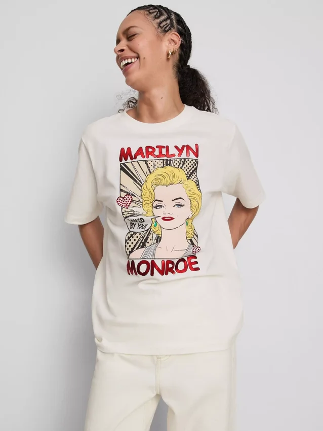 Oversized bavlněná košile s motivem Marilyn Monroe