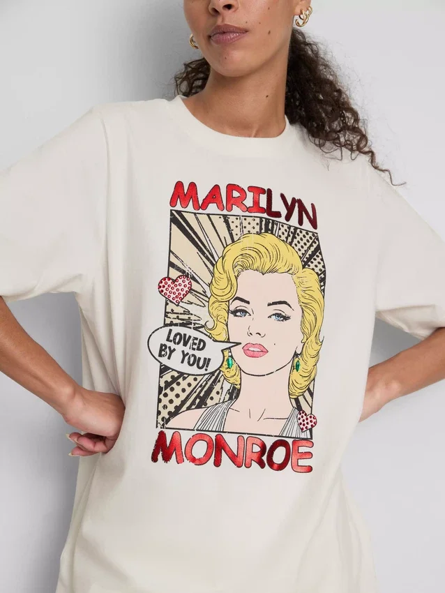 Oversized bavlněná košile s motivem Marilyn Monroe
