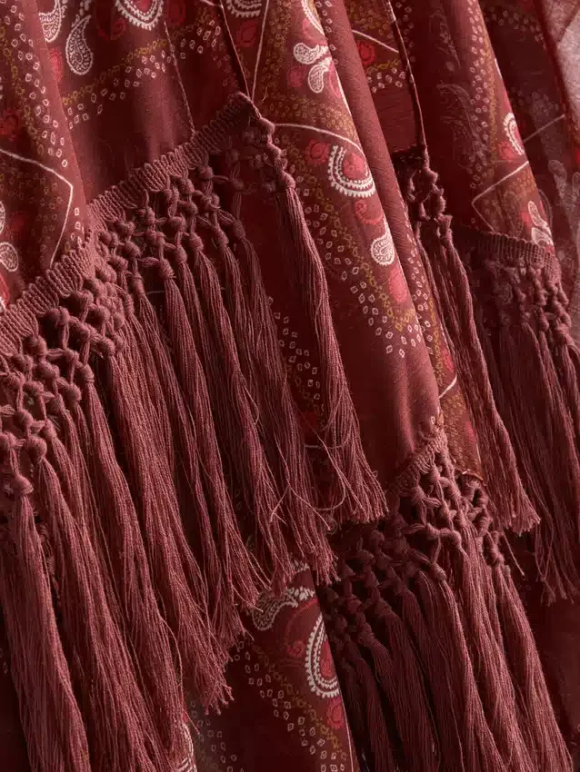 Paisley pláštěnka s třásněmi