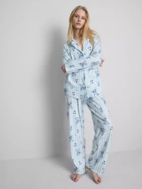Pruhované pyžamo ve stylu „boyfriend“ s motivem Stitche od Disneyho