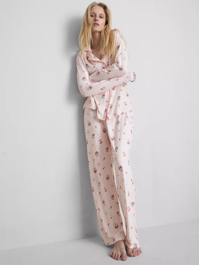 Pyžama ve stylu „boyfriend“ s potiskem Minnie Mouse od Disneyho