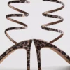 Sandály s leopardím potiskem a spirálovým podpatkem na podpatku