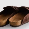 Sandály typu clog s třásněmi z umělé semišové kůže