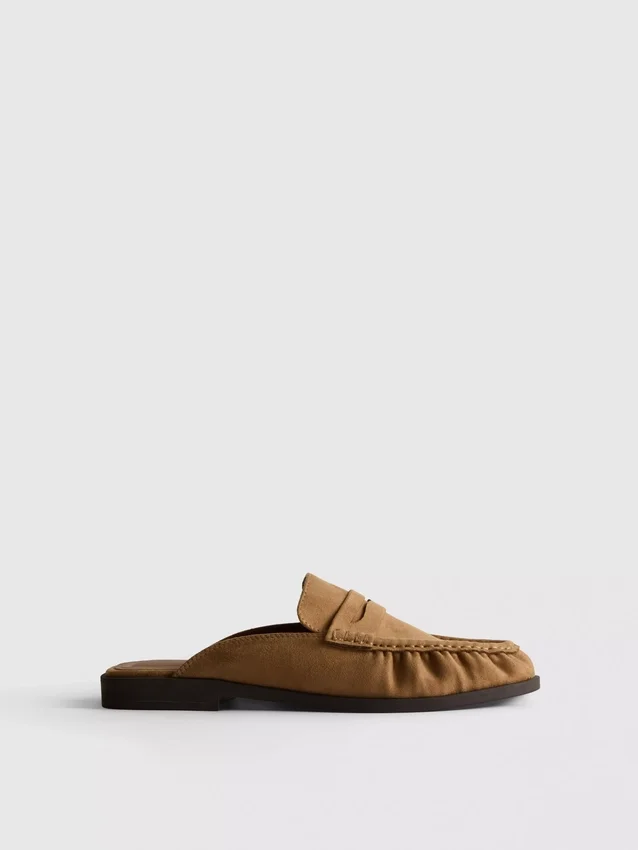 Sandály typu loafer v imitaci semiše