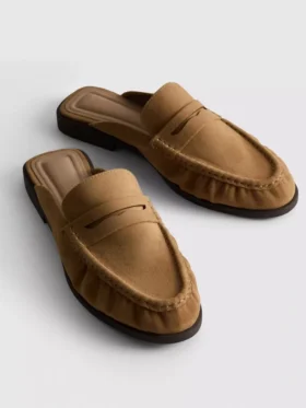 Sandály typu loafer v imitaci semiše