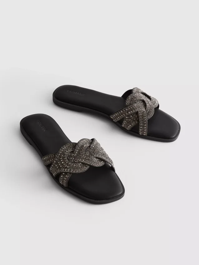 Sandály typu mules s kamínky