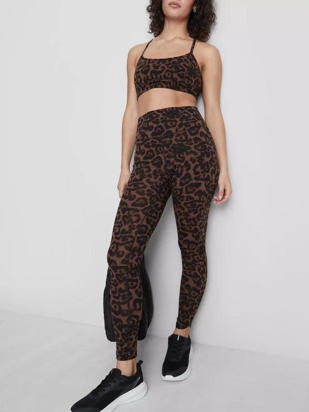 Sportovní legíny s vysokým pasem a leopardím vzorem