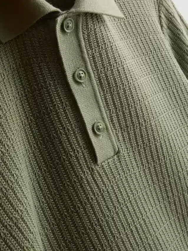 Texturované pletené polo košile