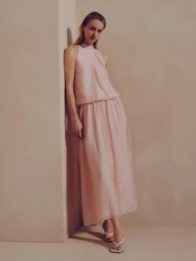 The Edit drapovaný halter-neck air flow blouse
