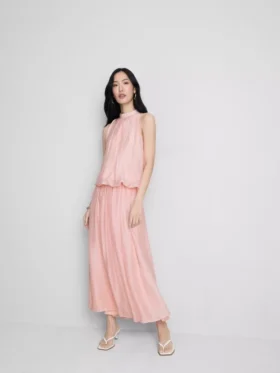 The Edit drapovaný halter-neck air flow blouse