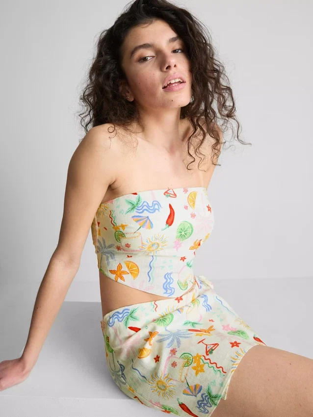 The Primark Scene | potištěné bandeau top s oblým výstřihem