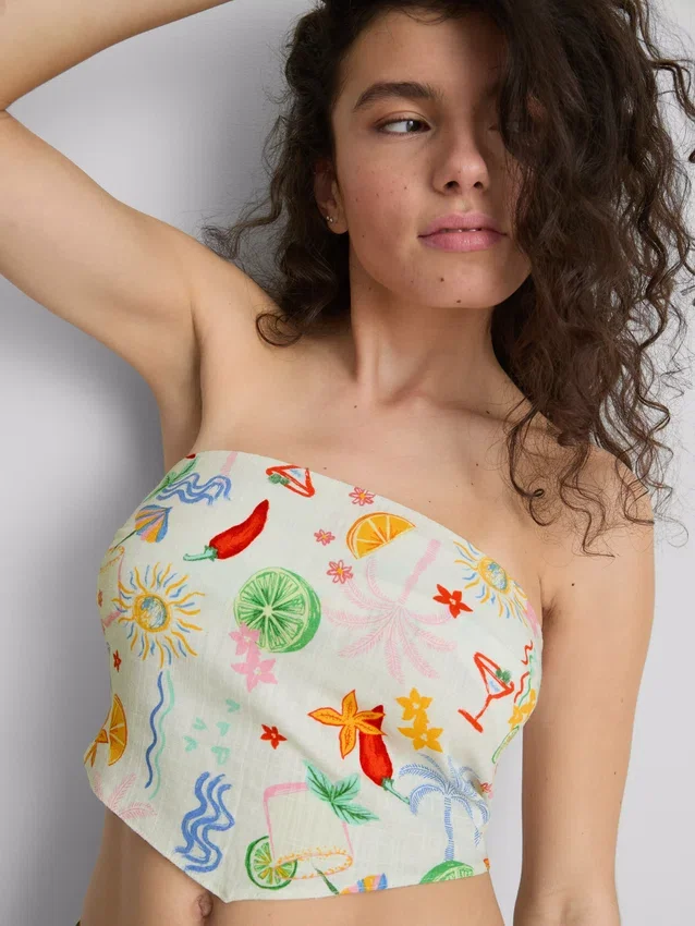 The Primark Scene | potištěné bandeau top s oblým výstřihem